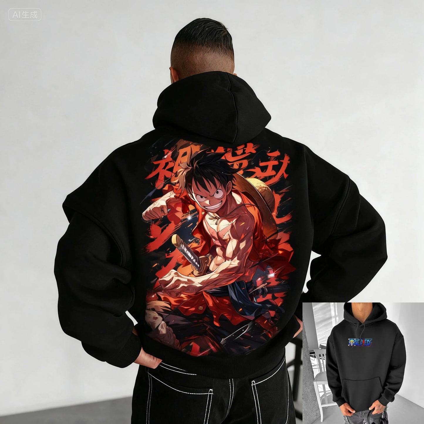 Hoodie One Piece Vintage Y2K - Sweat Anime Oversized Streetwear