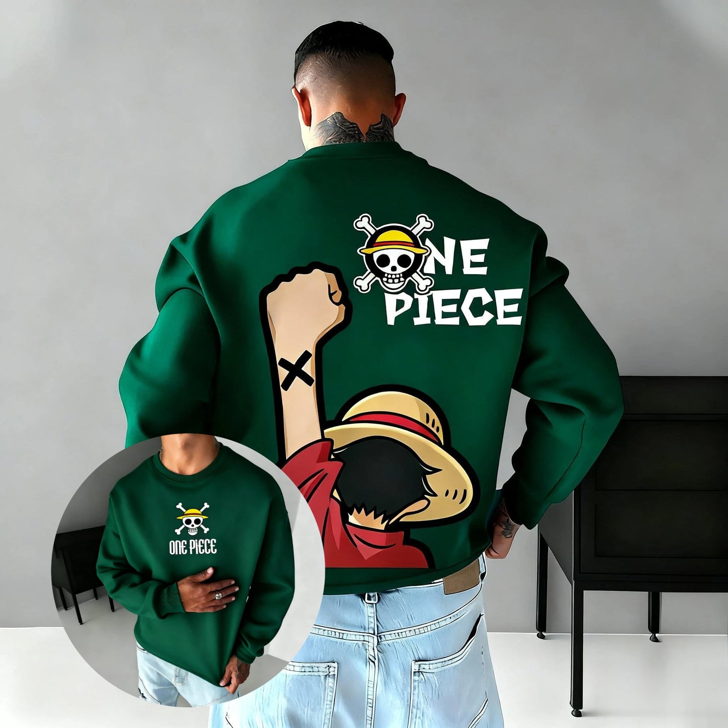 Sweatshirt One Piece Luffy Oversized - Streetwear Anime Unisexe