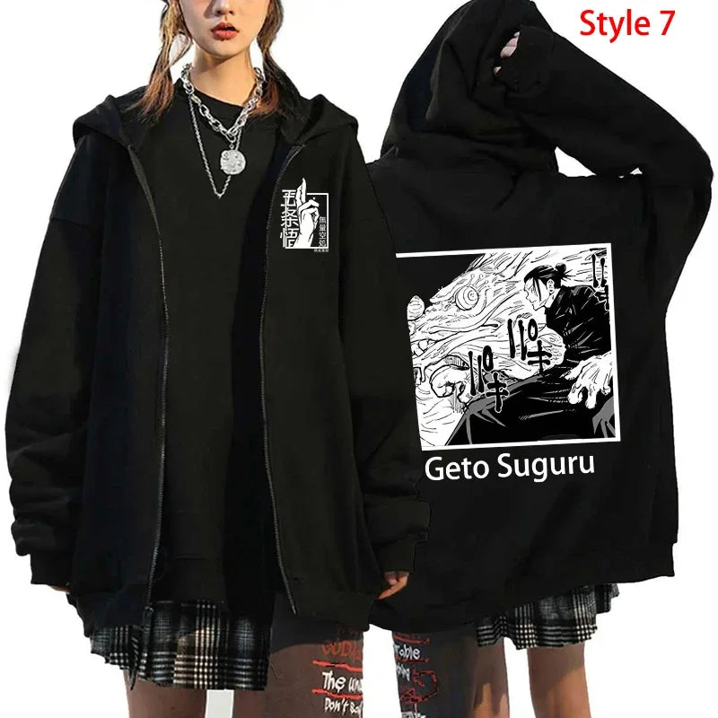 Veste Jujutsu Kaisen Gojo Satoru - Zip Hoodie Anime Harajuku Streetwear