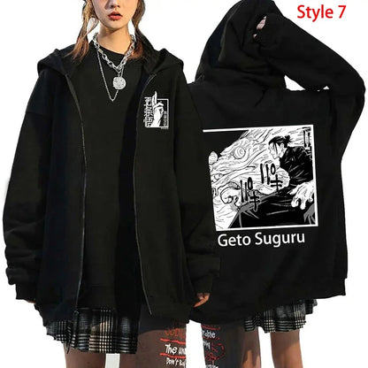 Veste Jujutsu Kaisen Gojo Satoru - Zip Hoodie Anime Harajuku Streetwear