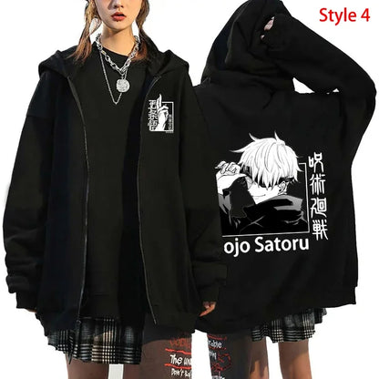 Veste Jujutsu Kaisen Gojo Satoru - Zip Hoodie Anime Harajuku Streetwear