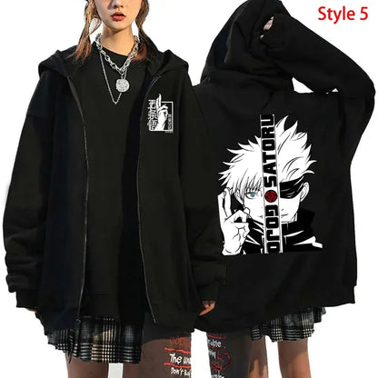 Veste Jujutsu Kaisen Gojo Satoru - Zip Hoodie Anime Harajuku Streetwear