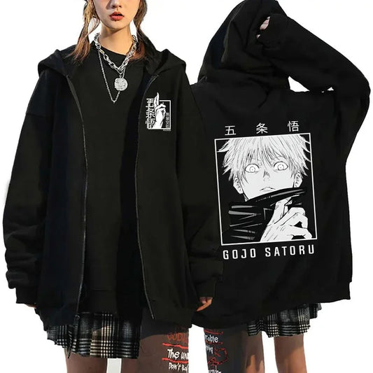 Veste Jujutsu Kaisen Gojo Satoru - Zip Hoodie Anime Harajuku Streetwear